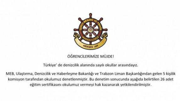 Işıklı Mesleki ve Teknik Anadolu Lisemiz Türkiye de denizcilik alanında sayılı okullar arasına girdi.